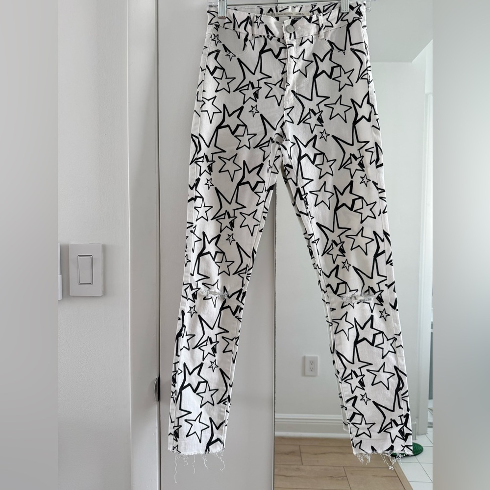 Zara Star Patterned White Pants - image 1